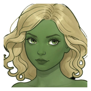 Blonde wavy hair woman, green eyes sticker