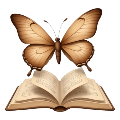 Beautiful brown butterflies fly out of an open beige book sticker