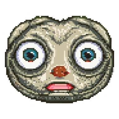 face with big creepy eyes, lip biting sticker