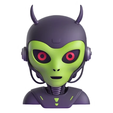 half robot half alien with face mask sticker