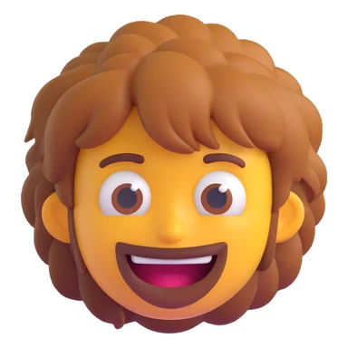 3D emoji style face with scruffy hair and a mischievous, bum-like expression sticker