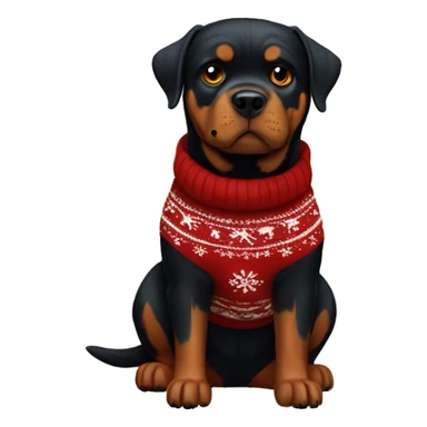 Creepy Rottweiler with Christmas jumper on sticker