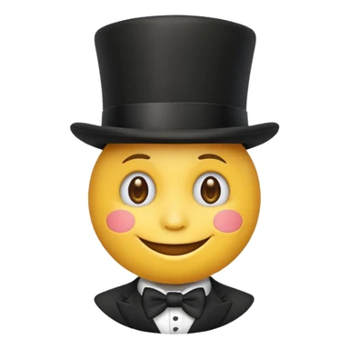 A yellow emoji with a top hat on😀 sticker
