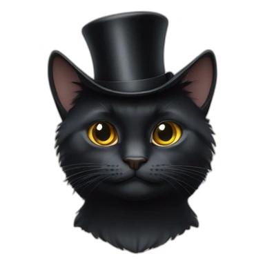 All black cat wearing a top hat sticker