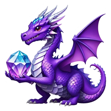 A purple space dragon holding a crystal sticker