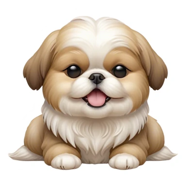 Cinematic Cute Yawning Shih Tzu Portrait Emoji, Head gently tilted with an irresistibly cute yawn and sleepy, half-closed eyes, showcasing a luxurious, fluffy fur in gentle pastel tones, simplified yet endearingly detailed, glowing with a soft, drowsy radiance, high shine, exuding tender, sleepy charm, styled with a delicate, soft glowing outline, capturing the essence of a Shih Tzu caught in a moment of adorable, sleepy bliss! sticker