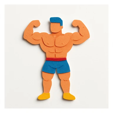 body builder, paper craft style sticker