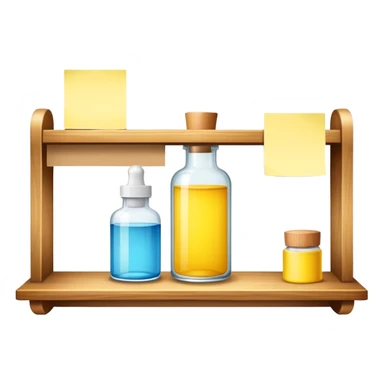 serum bottle on a shelf with a sticky note without any text sticker