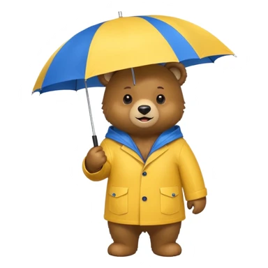 Bear with umbrella, wearing rain coat sticker