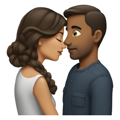 Brunette couple kissing sticker