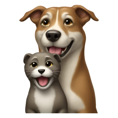 Dog loving an otter  sticker