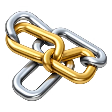 Two interlocking chain links, one gold and one silver, representing the connection and stacking of habits sticker