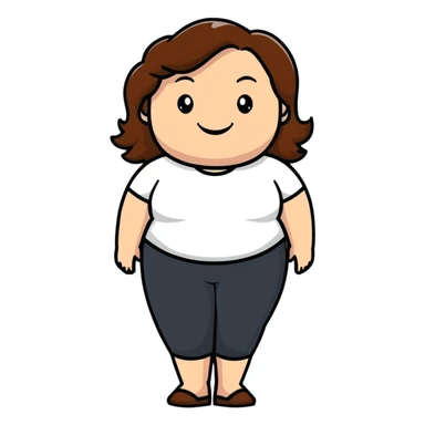 plus-size white woman with brown hair, smiling sticker