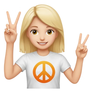 smiling girl with peace sign\ sticker