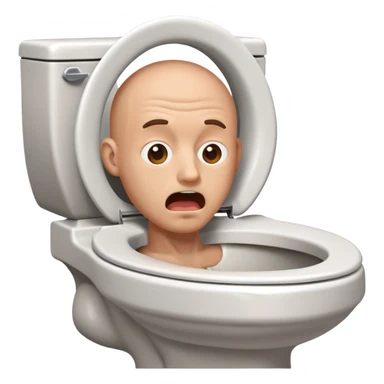 man’s head popping out of an open toilet sticker