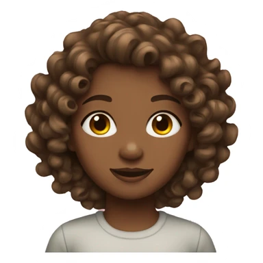 girl with curly brown hair and eyes sticker
