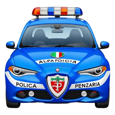 crea auto di servzio alfa romeo giulia tutta blu con la scritta sul lato polizia penitenziaria  sticker