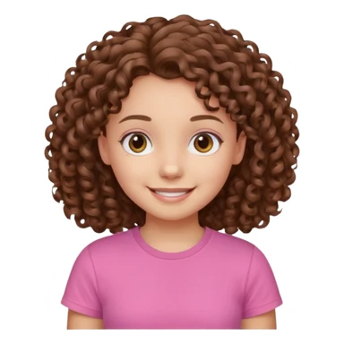 Young girl with curly hair and a pink T-shirt, looking happy  sticker