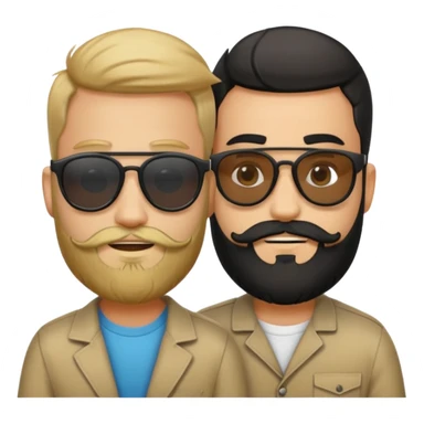 Van u make 2 cool young emojis with shades side by side, both have faded hair, one of them should also have faded beard. Beneath the faded beared emoji should have the initials WQ and the other PJ. black hair and beard sticker