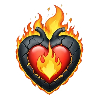 Black burning plain heart sticker