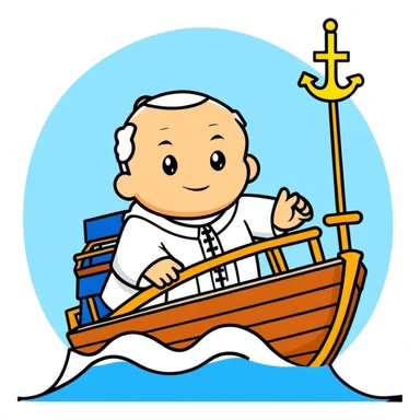 Pope John Paul II riding on a boat sticker