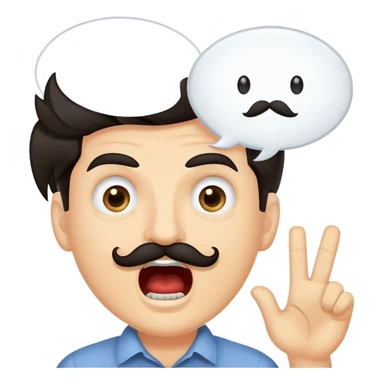 Random guy with light skin dark hair and eyes with a mustache screaming  the word FABIAAAN all in upper case in a Speech bubble  sticker