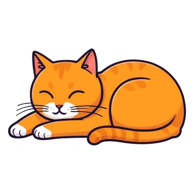 Tired ginger cat curled up sticker