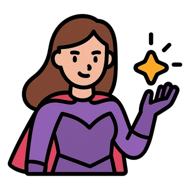 female superhero in a soft purple and black suit, glowing magical energy in her hand sticker