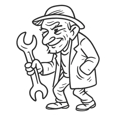 an old charismatic stalker with a big crescent wrench sticker
