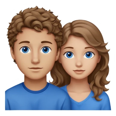 20 year old boy with slightly curly dark blonde hair and blue eyes with 20 year old girl with brown hair and blue eyes (girl is brunette (straight hair), boy is blonde.) sticker