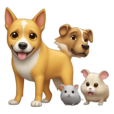 yellow dog, brown dog and a gray hamster sticker
