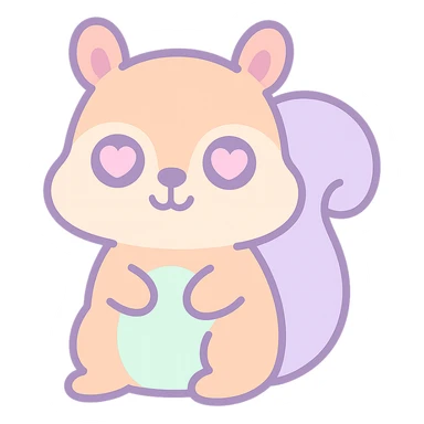 adorable squirrel, heart-shaped eyes, playful, no text sticker