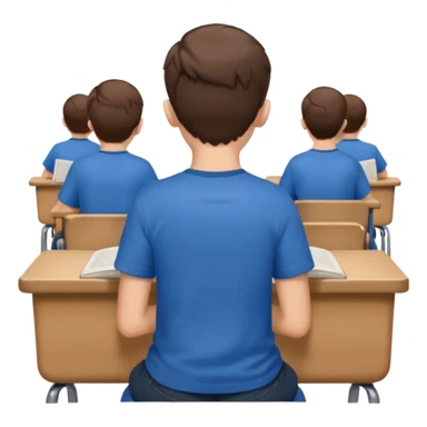 Boy sitting at school reading with his back to the camera
 sticker