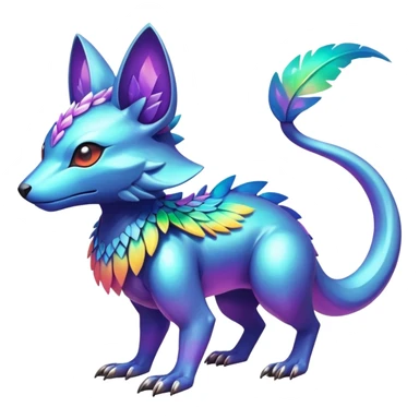  exotic tropical iridescent cyber-Protogen-Fakémon-Pokémon-Vernid-creature sticker