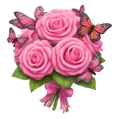 pink bouquet with butterflies sticker