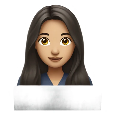 Beautiful brunette Asian long hair working on laptop sticker