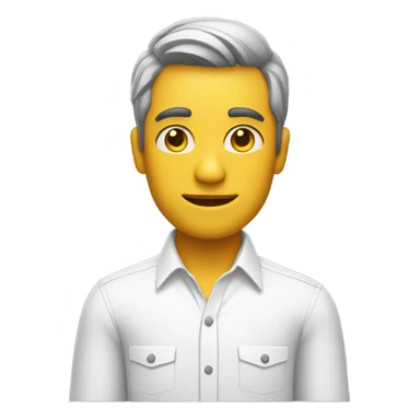 yellow skin man on desk wearing white button down shirt front view sticker