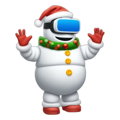 full body christmas michelin man snowman in vr headset sticker