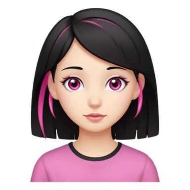 girl with black hair and pink streak by ear sticker