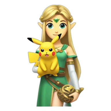 Princess Zelda holding a pikachu sticker