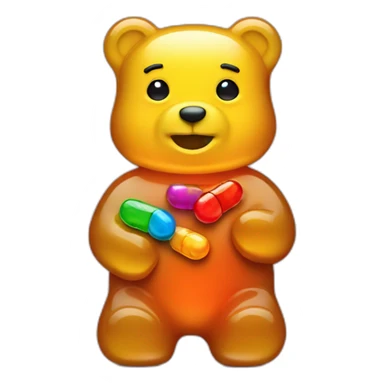 Gummy bear with pills sticker