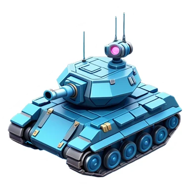 Clash of Clans aesthetic: Cinematic Playful 3D Isometric Space Tank Emoji, rendered in a 3D vector-style similar to standard emojis with minimal shading and bold, simplified shapes. A compact, distinct form with signature details, softly glowing with a futuristic sci-fi warfare charm. Simplified yet unmistakably iconic, highly detailed and consistent, glowing with a soft radiance and high shine. Stylized with a touch of high-tech brilliance and a soft glowing outline, capturing the essence of a beloved gaming relic with a friendly, playful manner! sticker