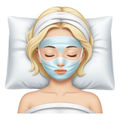 Girl sleeping peacefully with a white beauty face mask on, self care routine sticker