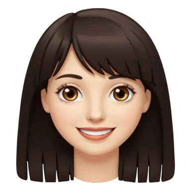 White smiling women with a dark brown fringe sticker