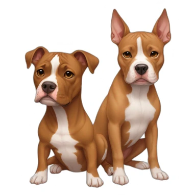 One fawn colored pitbull looks like a deer with white stripe on her face next to one copper colored pitbull boxer sticker