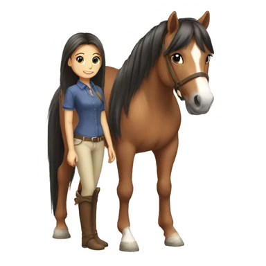 poney tail girl and horse sticker