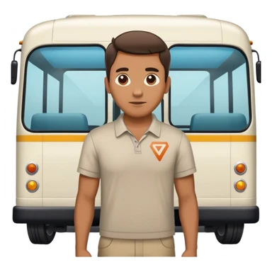 Guy standing next to a bus, facing backwards and had the name “Kovi” on the back of his shirt sticker