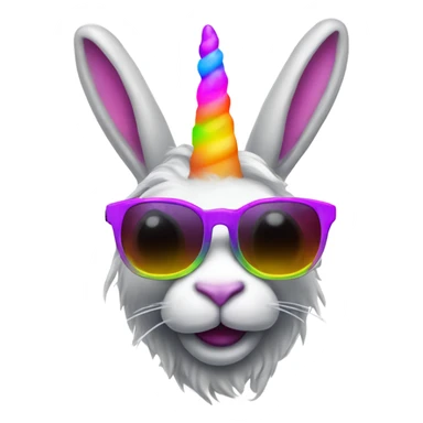 Neon bunny unicorn horn wearing sunglasses sticker