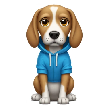 Dog wearing a blue hoodie sticker