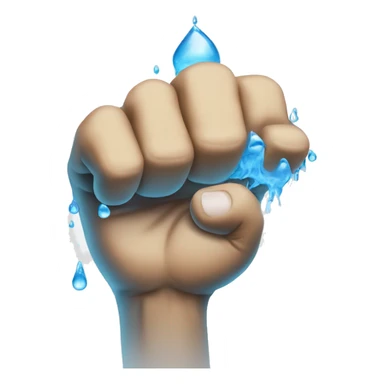 a fist with water droplets coming out of it sticker